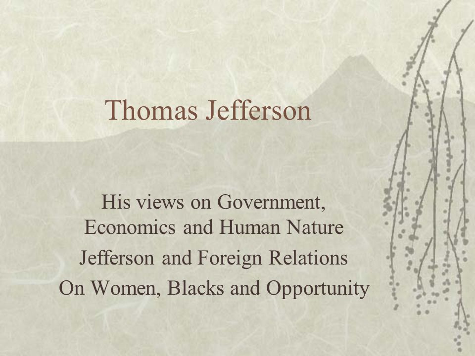 Jefferson's view on outlet economy